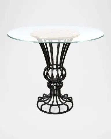 MacKenzie-Childs Rosy Check Pedestal Accent Table | Thumbnail 2 MacKenzie-Childs Rosy Check Pedestal Accent Table | Thumbnail 2