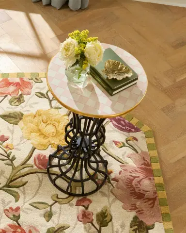 MacKenzie-Childs Rosy Check Pedestal Accent Table | Thumbnail 4 MacKenzie-Childs Rosy Check Pedestal Accent Table | Thumbnail 4