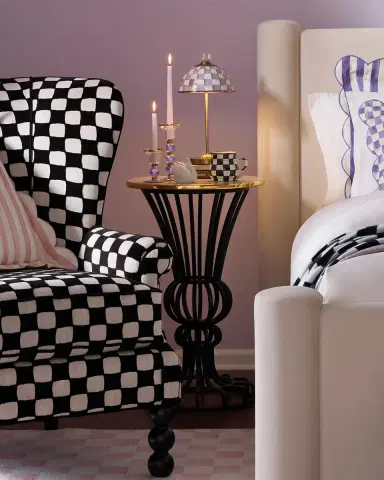 MacKenzie-Childs Rosy Check Pedestal Accent Table | Thumbnail 5 MacKenzie-Childs Rosy Check Pedestal Accent Table | Thumbnail 5