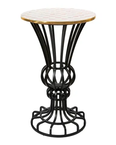 MacKenzie-Childs Rosy Check Pedestal Accent Table | Thumbnail 1 MacKenzie-Childs Rosy Check Pedestal Accent Table | Thumbnail 1
