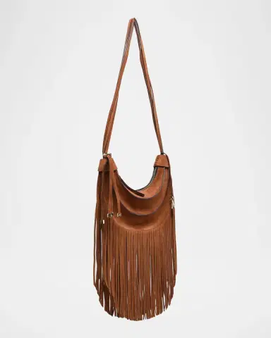 Farm Rio Fringed Suede Banana Hobo Bag | Thumbnail 2 Farm Rio Fringed Suede Banana Hobo Bag | Thumbnail 2