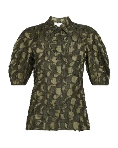 Gabriela Hearst Sansi Textured Jacquard Puff-Sleeve Button-Down Top | Thumbnail 1 Gabriela Hearst Sansi Textured Jacquard Puff-Sleeve Button-Down Top | Thumbnail 1