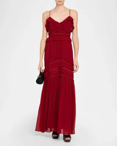 Ulla Johnson Dorothea Ribbon-Trim Ruffle Silk Gown | Thumbnail 2 Ulla Johnson Dorothea Ribbon-Trim Ruffle Silk Gown | Thumbnail 2