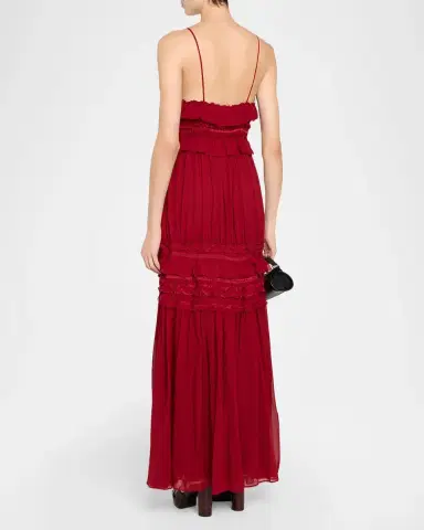Ulla Johnson Dorothea Ribbon-Trim Ruffle Silk Gown | Thumbnail 3 Ulla Johnson Dorothea Ribbon-Trim Ruffle Silk Gown | Thumbnail 3