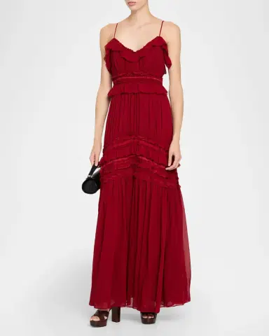 Ulla Johnson Dorothea Ribbon-Trim Ruffle Silk Gown | Thumbnail 4 Ulla Johnson Dorothea Ribbon-Trim Ruffle Silk Gown | Thumbnail 4