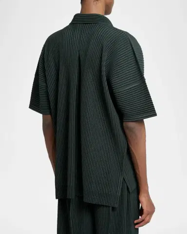 Homme Plissé Issey Miyake Men's Pleated Short-Sleeve Shirt | Thumbnail 3 Homme Plissé Issey Miyake Men's Pleated Short-Sleeve Shirt | Thumbnail 3