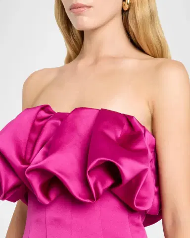Ulla Johnson Cosima Strapless Satin Tea-Length Dress | Thumbnail 5 Ulla Johnson Cosima Strapless Satin Tea-Length Dress | Thumbnail 5