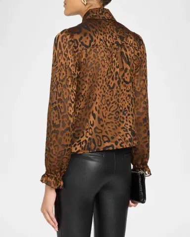 Generation Love Priya Leopard Georgette Shirt | Thumbnail 3 Generation Love Priya Leopard Georgette Shirt | Thumbnail 3