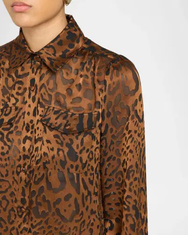 Generation Love Priya Leopard Georgette Shirt | Thumbnail 5 Generation Love Priya Leopard Georgette Shirt | Thumbnail 5