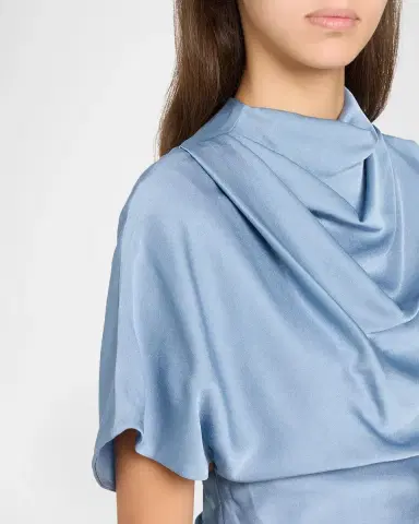 Simkhai Annibelis Draped Cape-Sleeve Satin Gown | Thumbnail 5 Simkhai Annibelis Draped Cape-Sleeve Satin Gown | Thumbnail 5