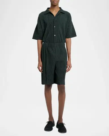 Homme Plissé Issey Miyake Men's Lace Grid Pleated Shorts | Thumbnail 2 Homme Plissé Issey Miyake Men's Lace Grid Pleated Shorts | Thumbnail 2