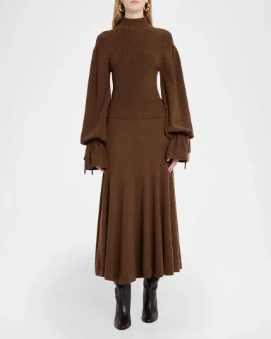 Ulla Johnson Azaria Pleated Merino Wool Midi Skirt | Thumbnail 2 Ulla Johnson Azaria Pleated Merino Wool Midi Skirt | Thumbnail 2