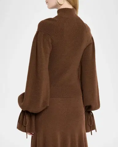 Ulla Johnson Camille Tie-Cuff Ribbed Sweater | Thumbnail 3 Ulla Johnson Camille Tie-Cuff Ribbed Sweater | Thumbnail 3