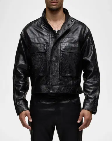 Hudson Men's Leather Stand-Collar Jacket | Thumbnail 4 Hudson Men's Leather Stand-Collar Jacket | Thumbnail 4