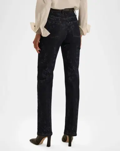Favorite Daughter The Valentina Floral High-Rise Straight-Leg Jeans | Thumbnail 3 Favorite Daughter The Valentina Floral High-Rise Straight-Leg Jeans | Thumbnail 3