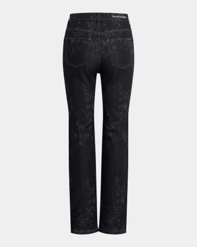 Favorite Daughter The Valentina Floral High-Rise Straight-Leg Jeans | Thumbnail 5 Favorite Daughter The Valentina Floral High-Rise Straight-Leg Jeans | Thumbnail 5