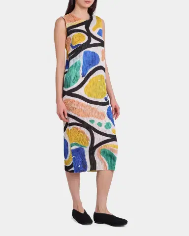 Issey Miyake Roll Printed Plisse Sleeveless Midi Dress | Thumbnail 4 Issey Miyake Roll Printed Plisse Sleeveless Midi Dress | Thumbnail 4