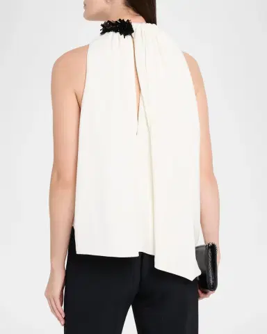 Brandon Maxwell Haze Draped Sequin-Trim Asymmetric Top | Thumbnail 3 Brandon Maxwell Haze Draped Sequin-Trim Asymmetric Top | Thumbnail 3