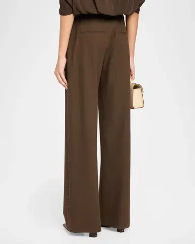 Vince Studded Mid-Rise Wide-Leg Trousers | Thumbnail 3 Vince Studded Mid-Rise Wide-Leg Trousers | Thumbnail 3
