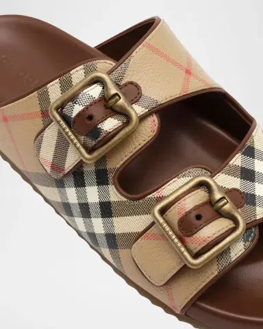 Burberry Urchin Check Dual-Buckle Slide Sandals | Thumbnail 2 Burberry Urchin Check Dual-Buckle Slide Sandals | Thumbnail 2