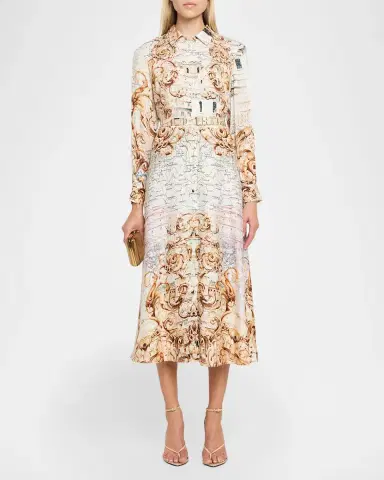 Elie Tahari The Anna Swirling Map-Print Midi Shirtdress | Thumbnail 2 Elie Tahari The Anna Swirling Map-Print Midi Shirtdress | Thumbnail 2