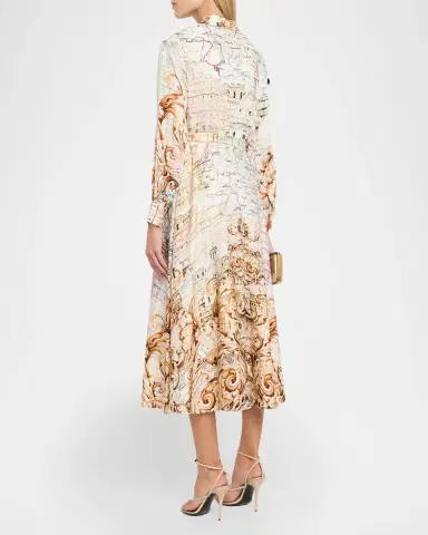 Elie Tahari The Anna Swirling Map-Print Midi Shirtdress | Thumbnail 3 Elie Tahari The Anna Swirling Map-Print Midi Shirtdress | Thumbnail 3