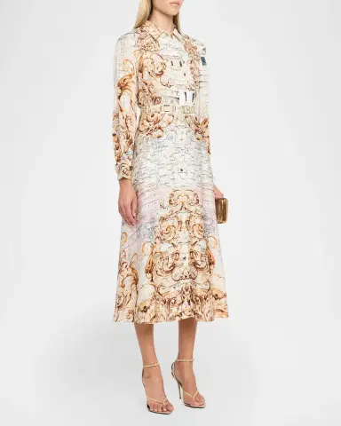 Elie Tahari The Anna Swirling Map-Print Midi Shirtdress | Thumbnail 4 Elie Tahari The Anna Swirling Map-Print Midi Shirtdress | Thumbnail 4