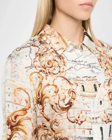Elie Tahari The Anna Swirling Map-Print Midi Shirtdress | Thumbnail 5 Elie Tahari The Anna Swirling Map-Print Midi Shirtdress | Thumbnail 5