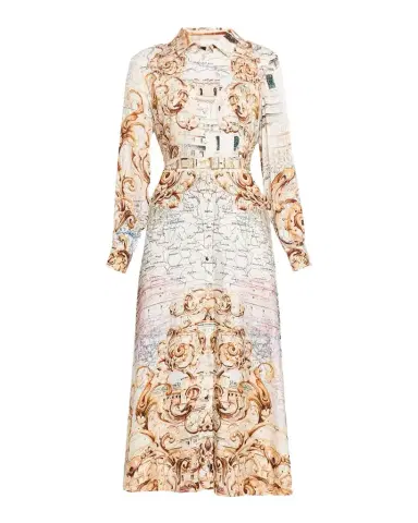 Elie Tahari The Anna Swirling Map-Print Midi Shirtdress | Thumbnail 1 Elie Tahari The Anna Swirling Map-Print Midi Shirtdress | Thumbnail 1