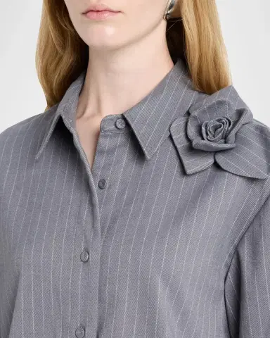 Aknvas Flor 3D Rose Pinstripe Top | Thumbnail 5 Aknvas Flor 3D Rose Pinstripe Top | Thumbnail 5