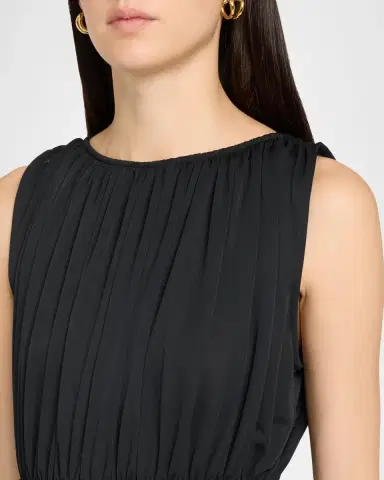 Vince Matte Jersey Gathered-Tier Sleeveless Dress | Thumbnail 5 Vince Matte Jersey Gathered-Tier Sleeveless Dress | Thumbnail 5
