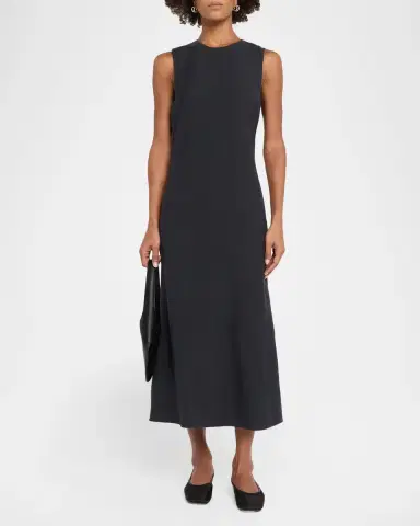 Vince Sleeveless Bias-Cut Linen-Blend Dress | Thumbnail 2 Vince Sleeveless Bias-Cut Linen-Blend Dress | Thumbnail 2