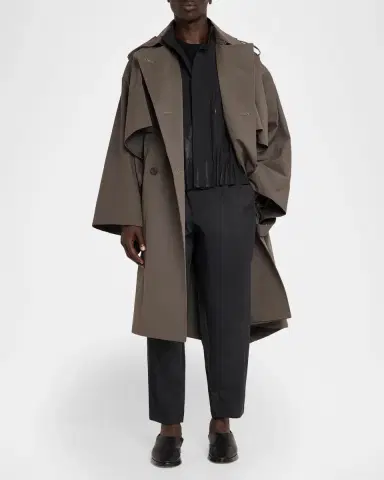 Issey Miyake Men's Overlap Cotton-Blend Cape Coat | Thumbnail 2 Issey Miyake Men's Overlap Cotton-Blend Cape Coat | Thumbnail 2