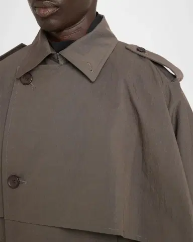 Issey Miyake Men's Overlap Cotton-Blend Cape Coat | Thumbnail 5 Issey Miyake Men's Overlap Cotton-Blend Cape Coat | Thumbnail 5