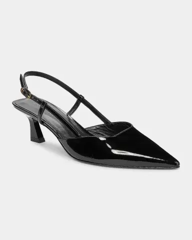 Stuart Weitzman 75mm Vinnie Patent Leather Kitten Slingback Pumps | Thumbnail 3 Stuart Weitzman 75mm Vinnie Patent Leather Kitten Slingback Pumps | Thumbnail 3