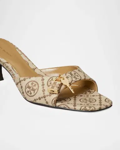 Tory Burch 55mm T Monogram Canvas Lock Mule Sandals | Thumbnail 3 Tory Burch 55mm T Monogram Canvas Lock Mule Sandals | Thumbnail 3