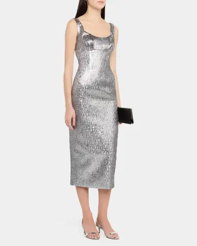 Roland Mouret Off-The-Shoulder Metallic Textured Jacquard Midi Dress | Thumbnail 4 Roland Mouret Off-The-Shoulder Metallic Textured Jacquard Midi Dress | Thumbnail 4