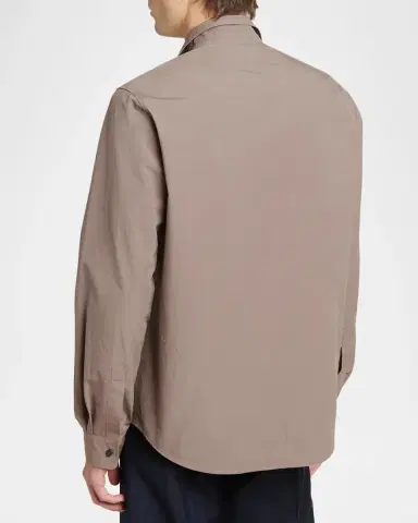 Jil Sander Men's Organic Cotton Notch Collar Button-Front Shirt | Thumbnail 3 Jil Sander Men's Organic Cotton Notch Collar Button-Front Shirt | Thumbnail 3