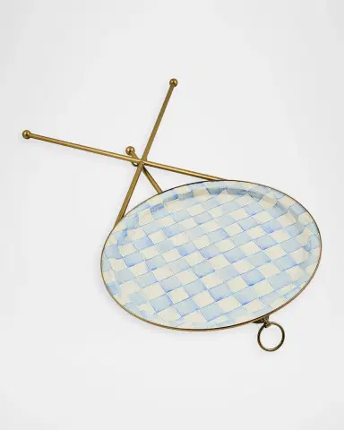 MacKenzie-Childs Sky Check Enamel Tilt Accent Table | Thumbnail 3 MacKenzie-Childs Sky Check Enamel Tilt Accent Table | Thumbnail 3