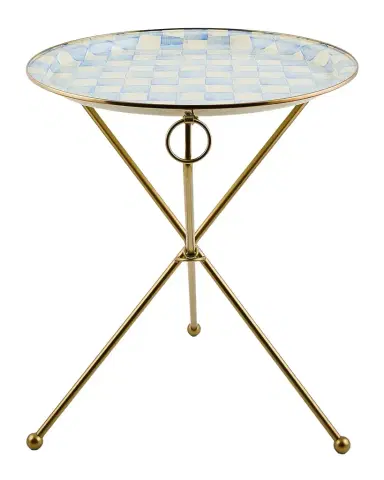 MacKenzie-Childs Sky Check Enamel Tilt Accent Table | Thumbnail 1 MacKenzie-Childs Sky Check Enamel Tilt Accent Table | Thumbnail 1