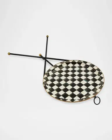 MacKenzie-Childs Courtly Check Enamel Tilt Accent Table | Thumbnail 3 MacKenzie-Childs Courtly Check Enamel Tilt Accent Table | Thumbnail 3