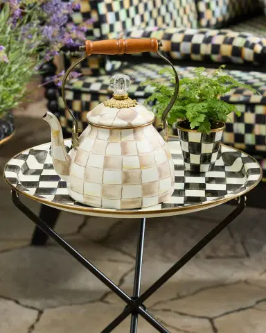 MacKenzie-Childs Courtly Check Enamel Tilt Accent Table | Thumbnail 4 MacKenzie-Childs Courtly Check Enamel Tilt Accent Table | Thumbnail 4