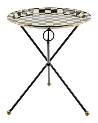 MacKenzie-Childs Courtly Check Enamel Tilt Accent Table | Thumbnail 1 MacKenzie-Childs Courtly Check Enamel Tilt Accent Table | Thumbnail 1