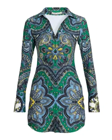 Alice + Olivia Freya Fitted Mini Shirtdress | Thumbnail 1 Alice + Olivia Freya Fitted Mini Shirtdress | Thumbnail 1