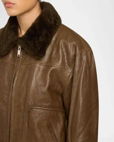 Simkhai Mel Textured Leather Bomber Jacket | Thumbnail 5 Simkhai Mel Textured Leather Bomber Jacket | Thumbnail 5