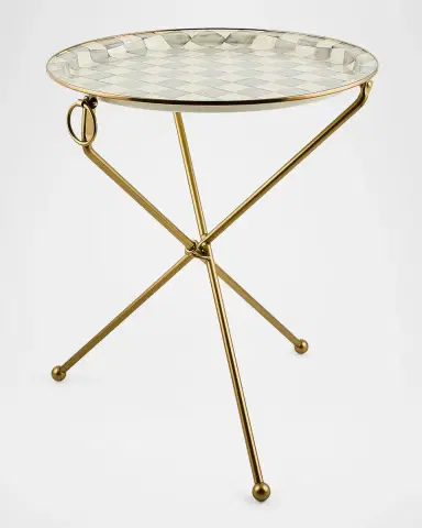 MacKenzie-Childs Sterling Check Enamel Tilt Accent Table | Thumbnail 2 MacKenzie-Childs Sterling Check Enamel Tilt Accent Table | Thumbnail 2