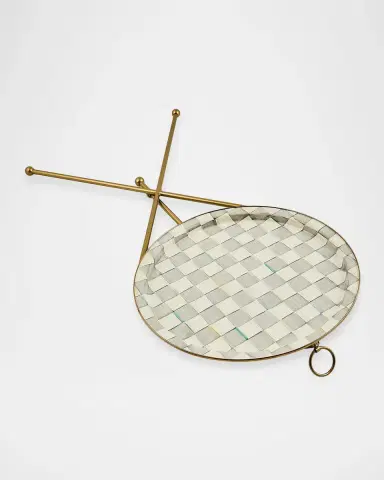 MacKenzie-Childs Sterling Check Enamel Tilt Accent Table | Thumbnail 3 MacKenzie-Childs Sterling Check Enamel Tilt Accent Table | Thumbnail 3