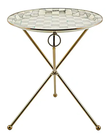 MacKenzie-Childs Sterling Check Enamel Tilt Accent Table | Thumbnail 1 MacKenzie-Childs Sterling Check Enamel Tilt Accent Table | Thumbnail 1