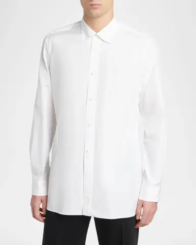 Jil Sander Men's Organic Cotton Point Collar Sport Shirt | Thumbnail 4 Jil Sander Men's Organic Cotton Point Collar Sport Shirt | Thumbnail 4