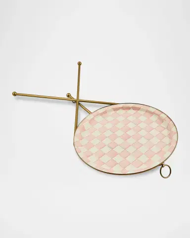 MacKenzie-Childs Rosy Check Enamel Tilt Accent Table | Thumbnail 3 MacKenzie-Childs Rosy Check Enamel Tilt Accent Table | Thumbnail 3